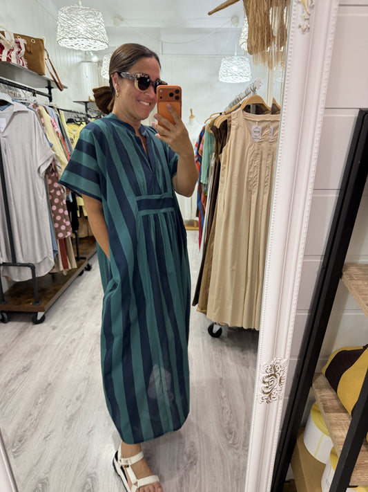 Kaftan oversize Toscana azul turquesa y petróleo