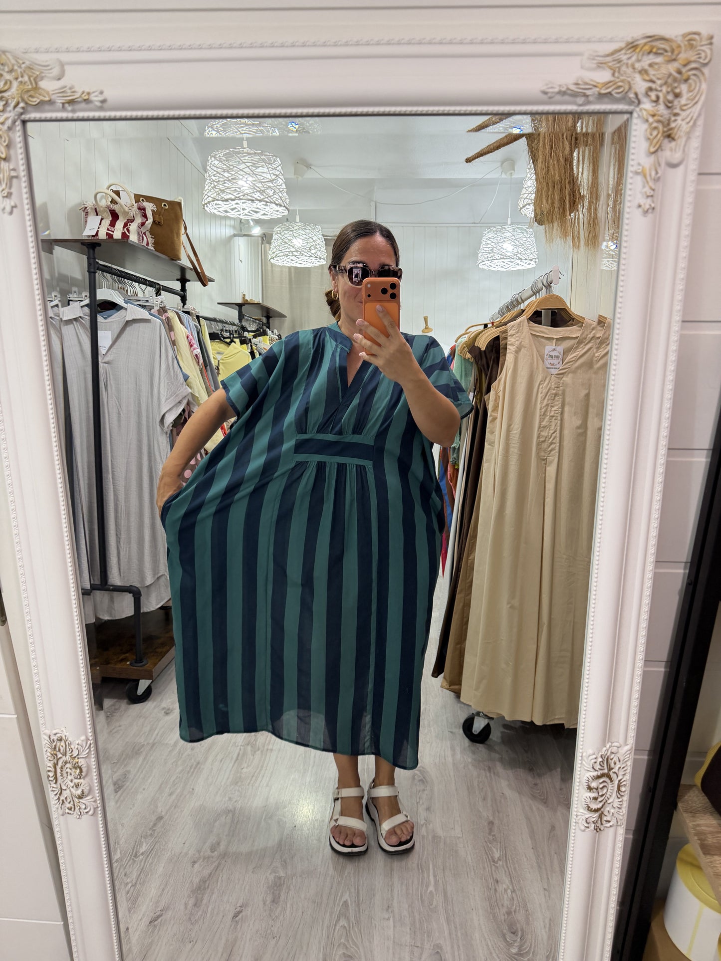Kaftan oversize Toscana azul turquesa y petróleo
