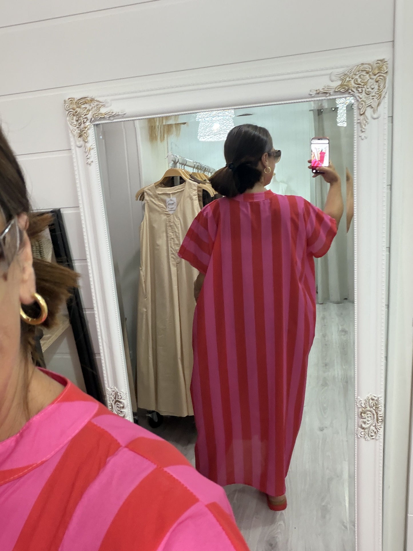 Kaftan oversize Toscana rojo y fucsia