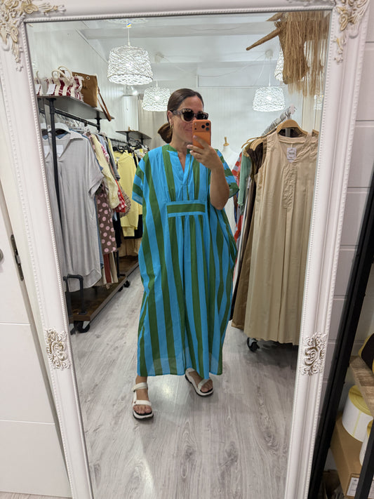 Kaftan oversize Toscana verde y azul