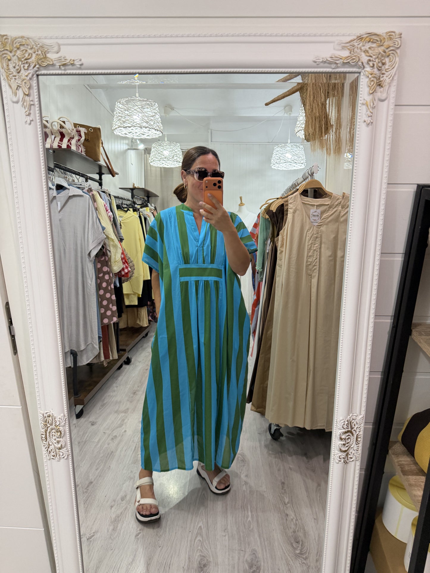 Kaftan oversize Toscana verde y azul