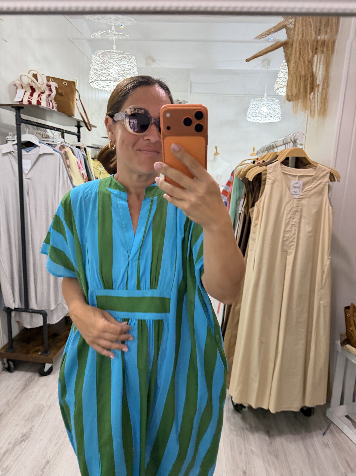 Kaftan oversize Toscana verde y azul