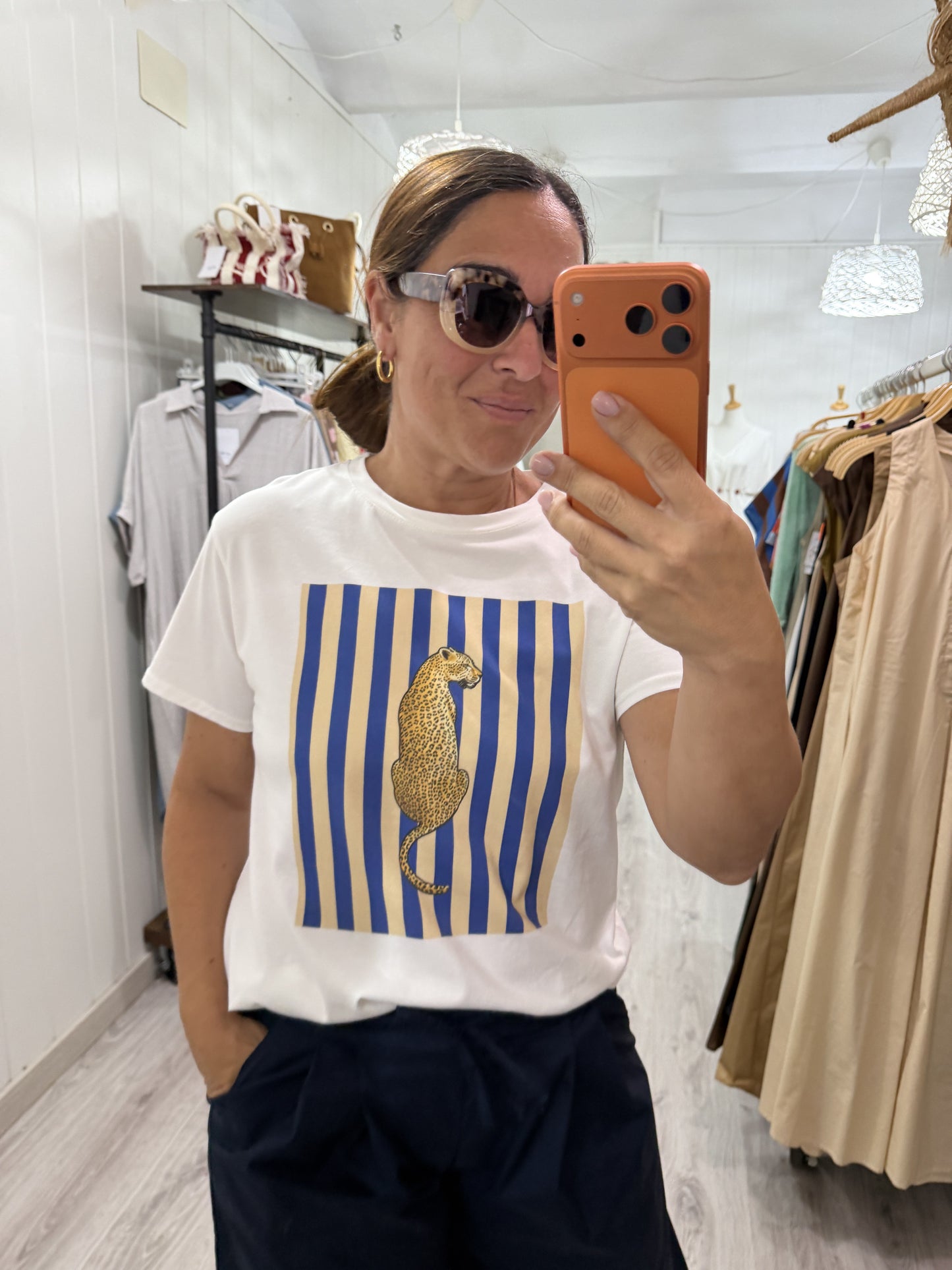 Camiseta leopardo rayas marino