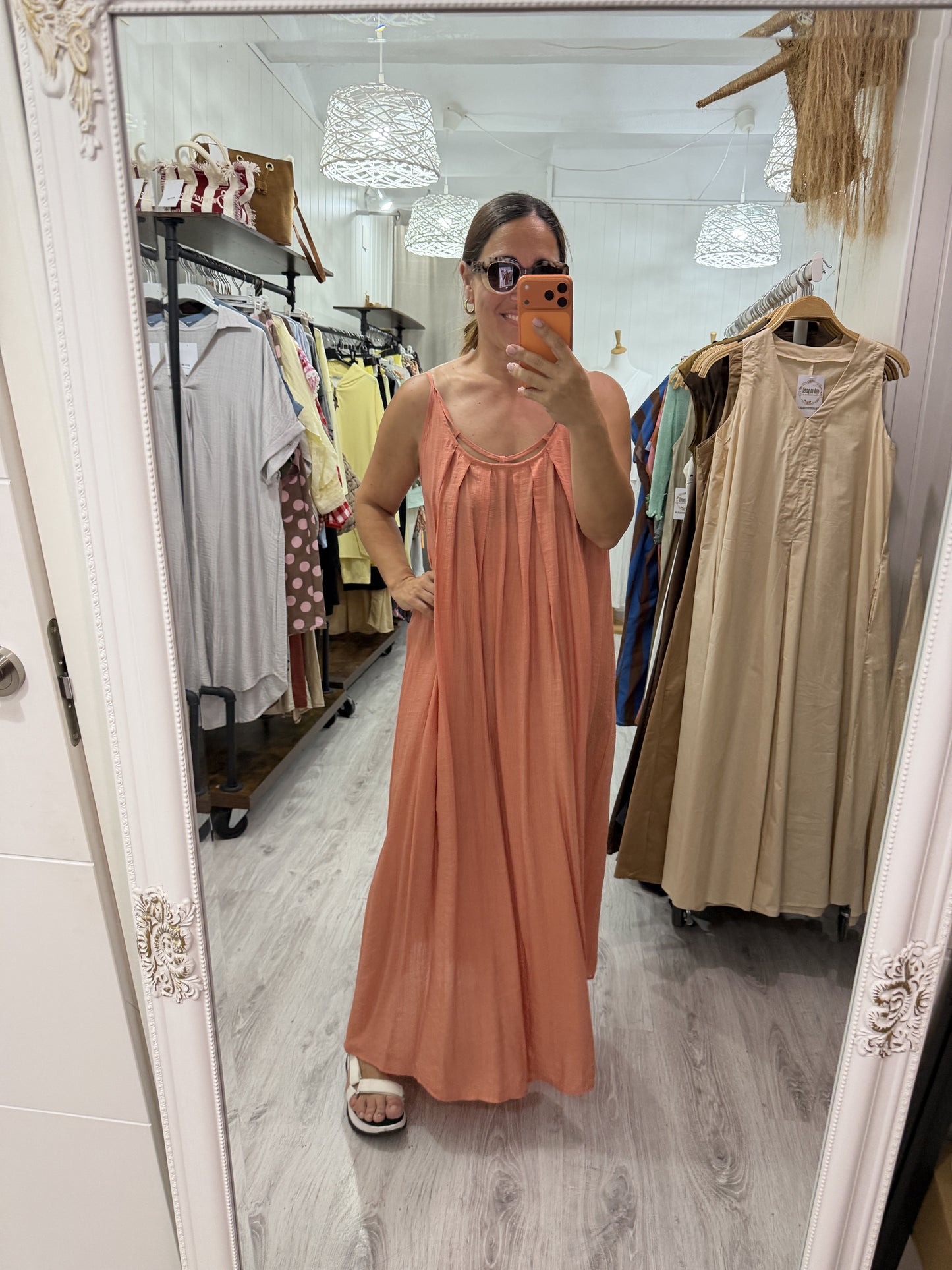 Vestido Escote salmón