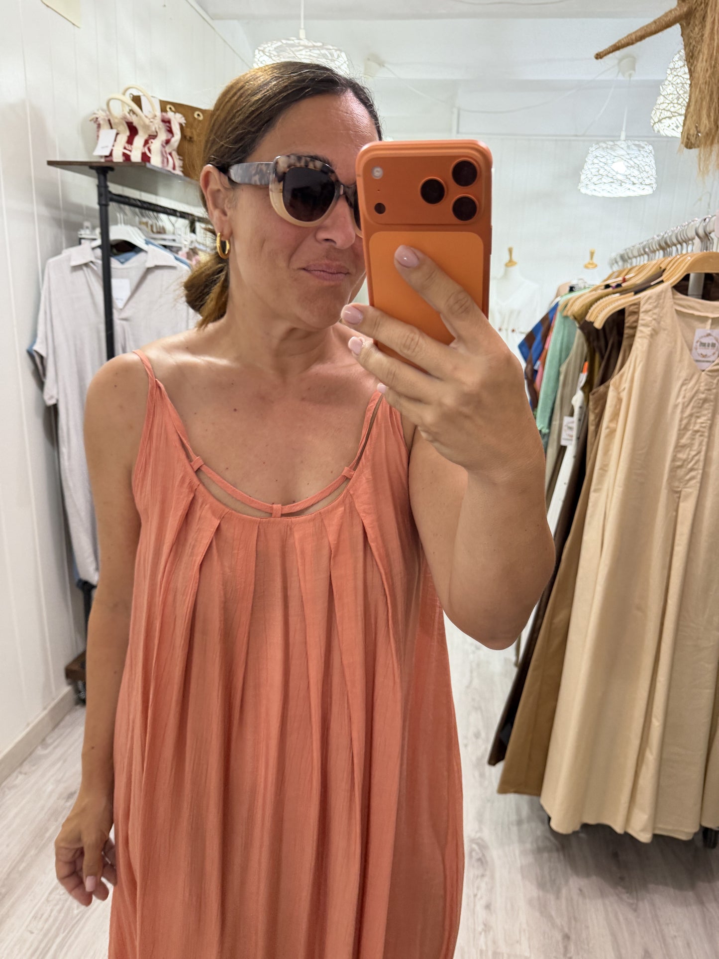 Vestido Escote salmón
