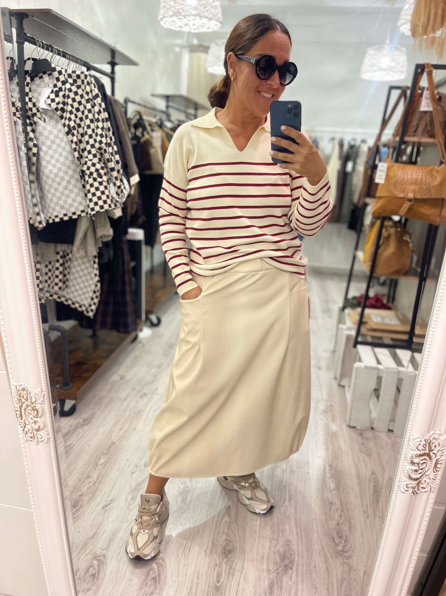 Falda Nagore ecopiel beige