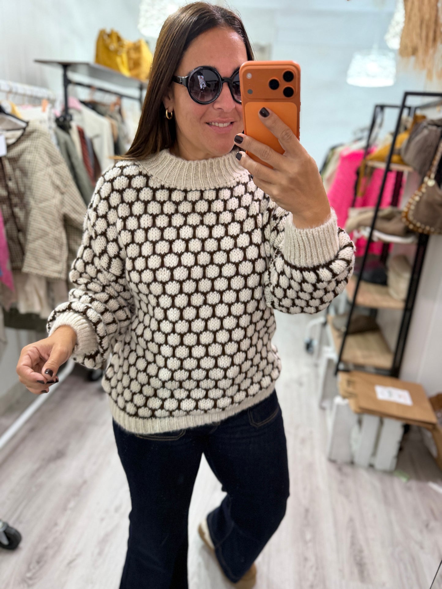 Jersei Bee beige y chocolate