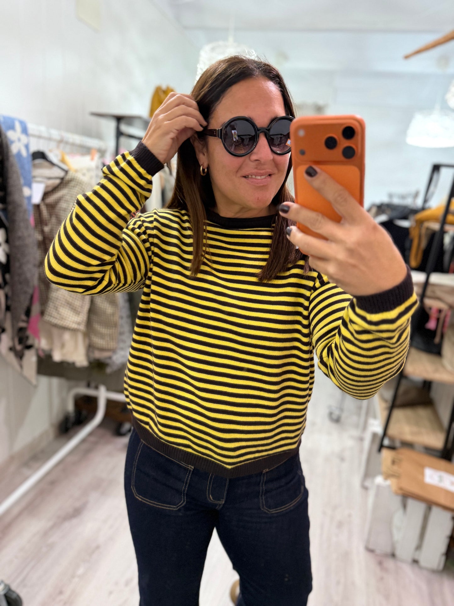 Jersei Biarritz amarillo y chocolate