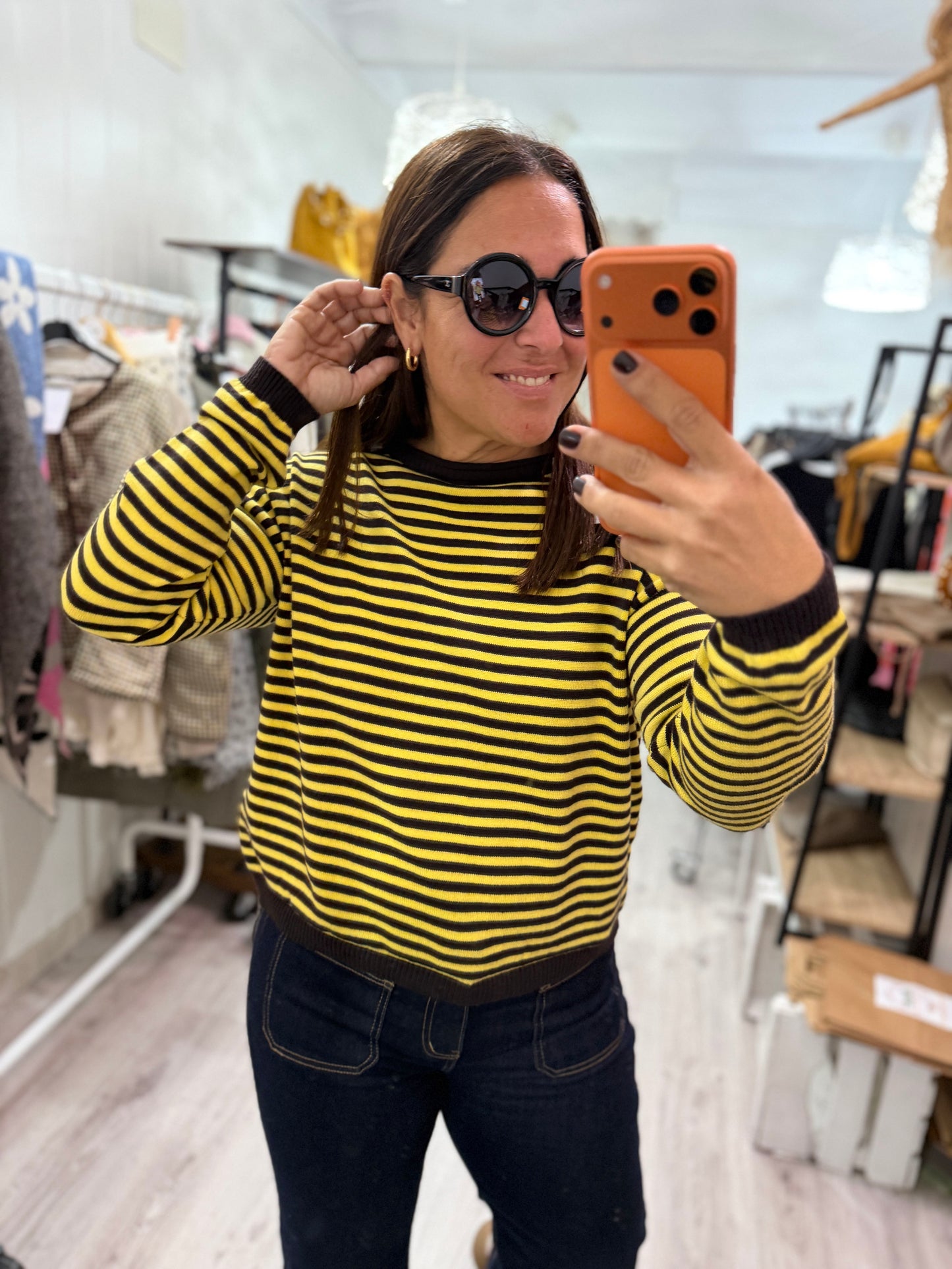 Jersei Biarritz amarillo y chocolate