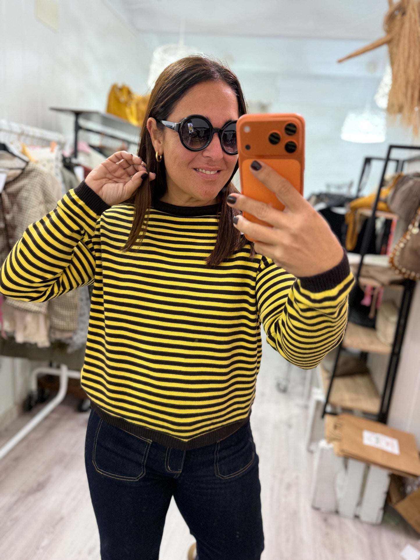 Jersei Biarritz amarillo y chocolate