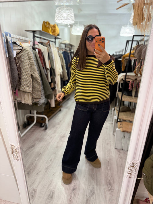 Jersei Biarritz amarillo y chocolate