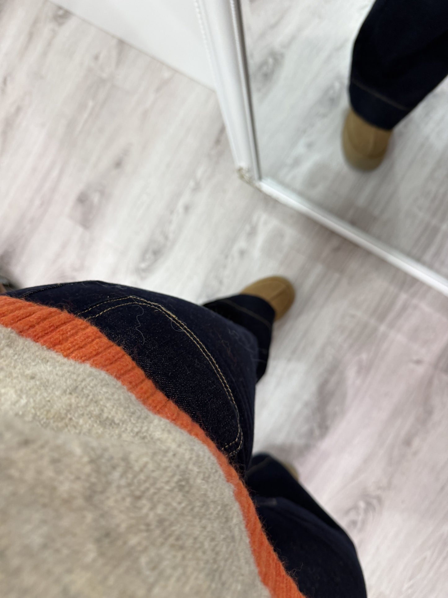 Jersei Camila pico beige, marrón y naranja