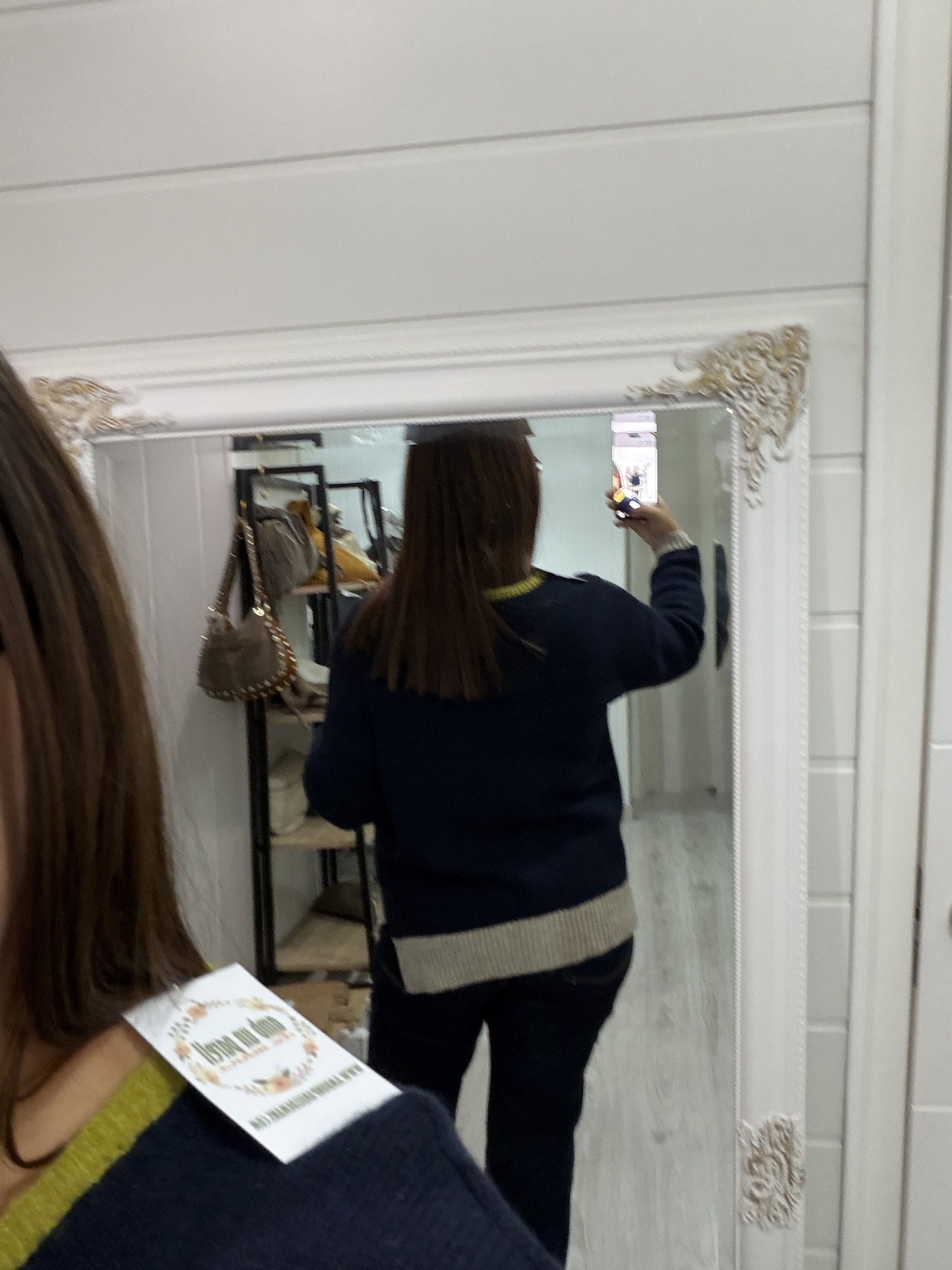 Jersei Camila pico marino, pistacho y gris