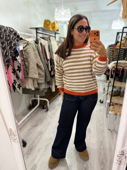 Jersei Candela camel, beige y naranja