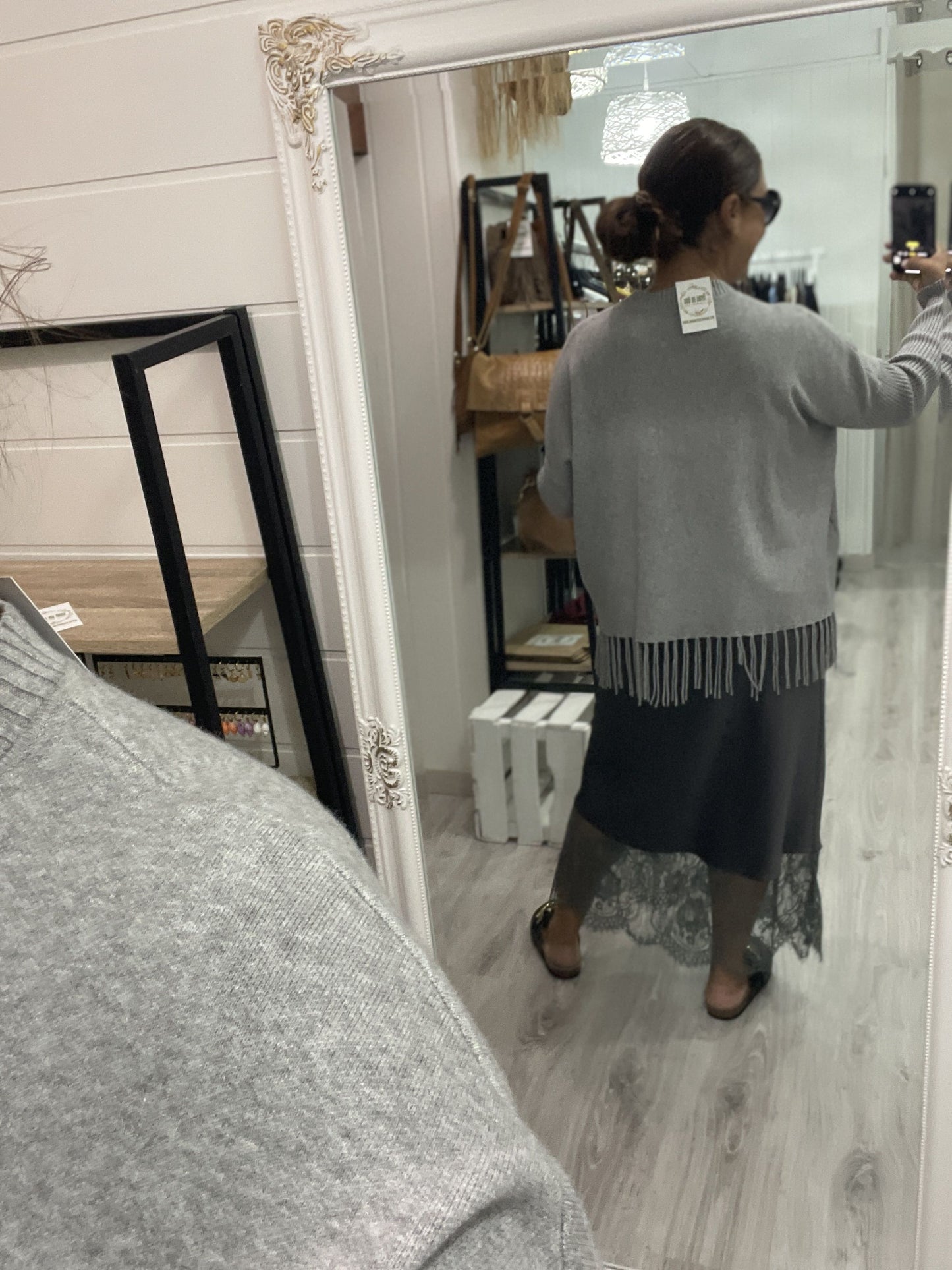 Falda Raso bajo lencero gris