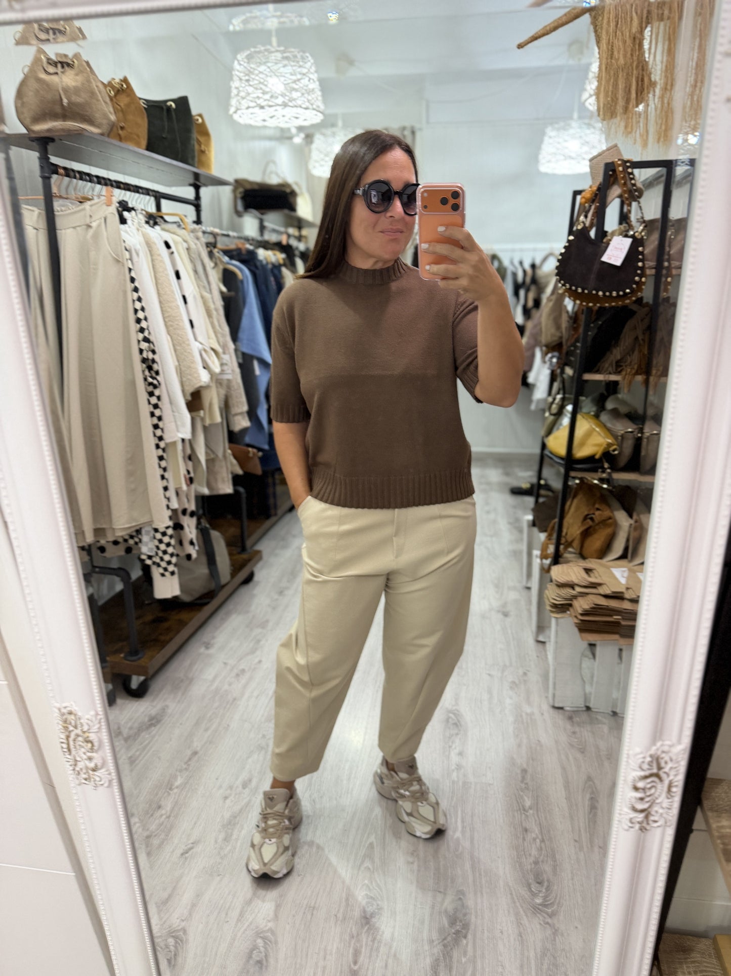 Jersei Mar manga corta marrón