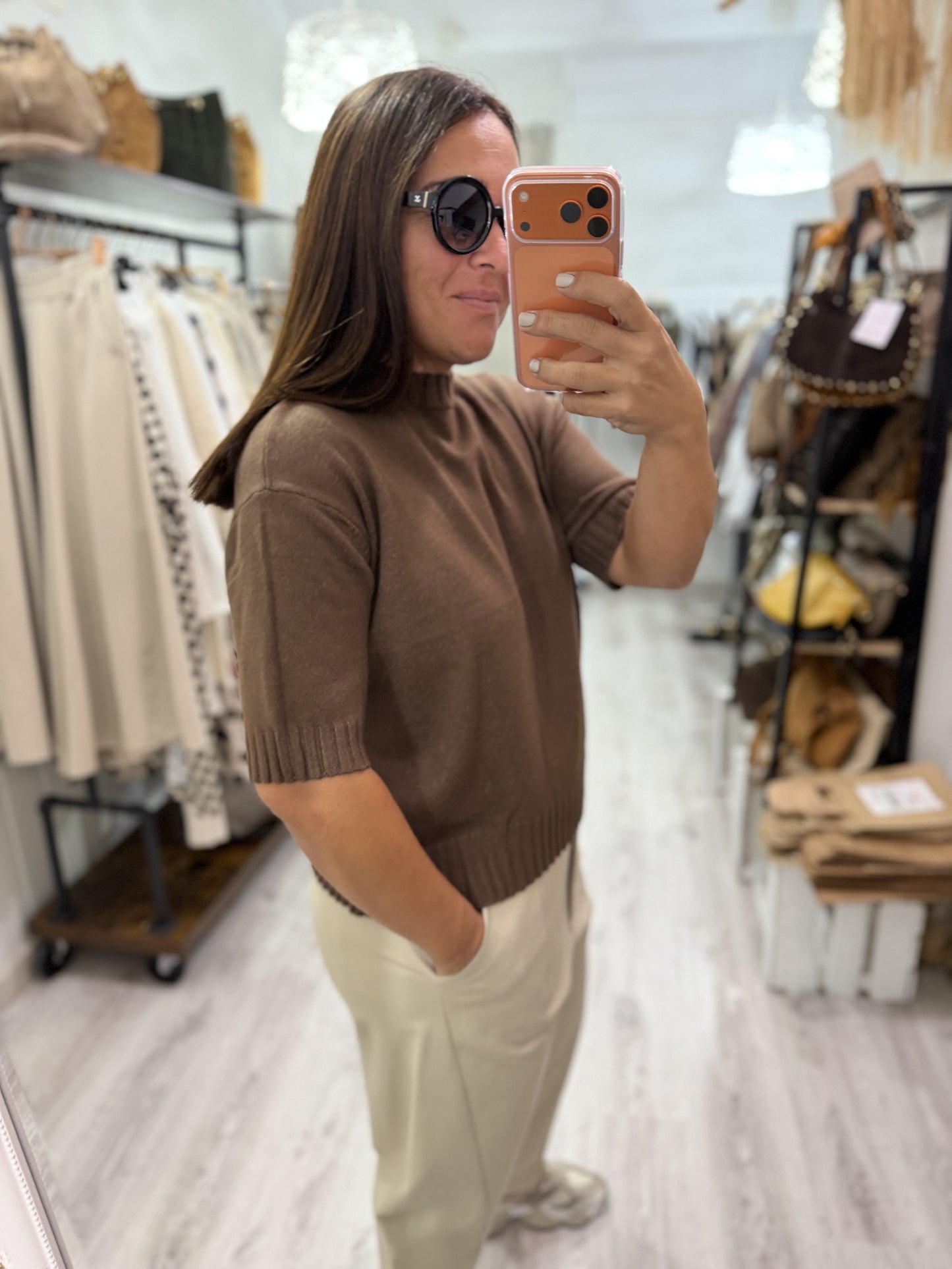 Jersei Mar manga corta marrón