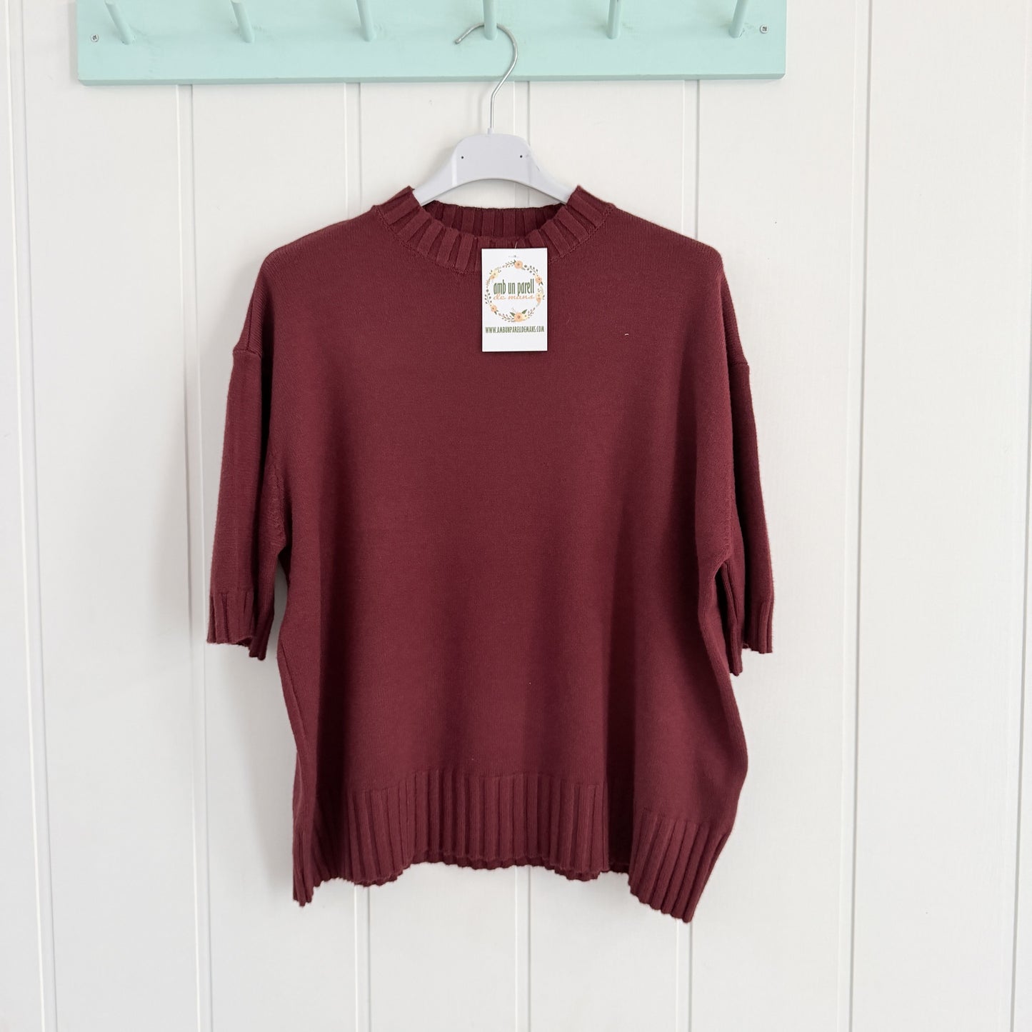 Jersei Mar manga corta burdeos