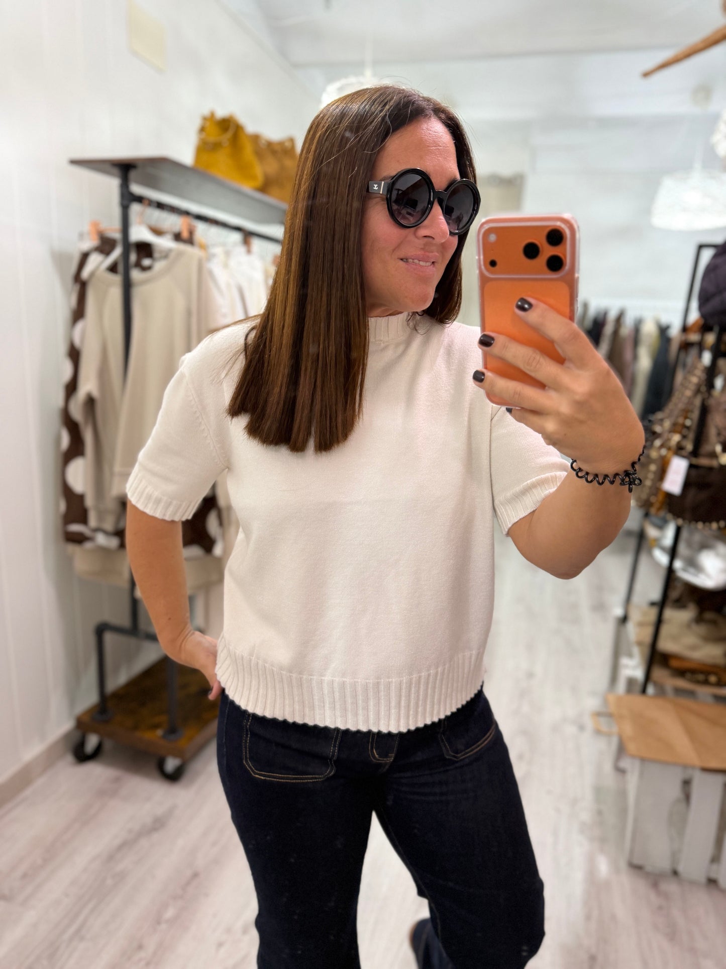 Jersei Mar manga corta marfil