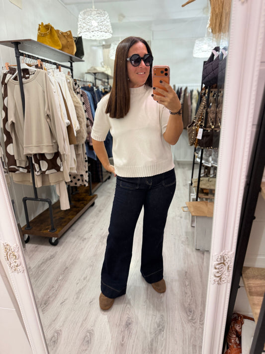 Jersei Mar manga corta marfil