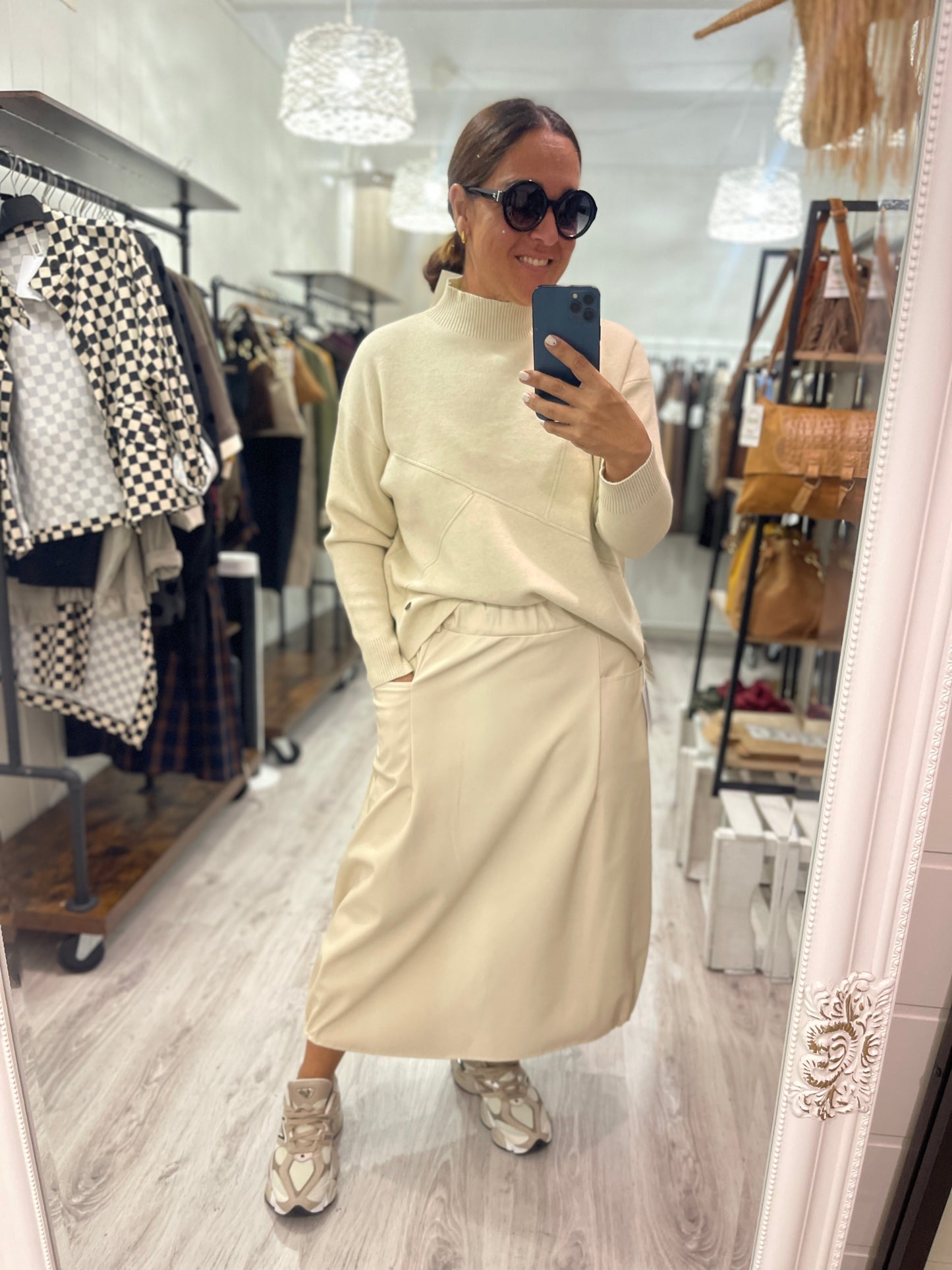 Falda Nagore ecopiel beige