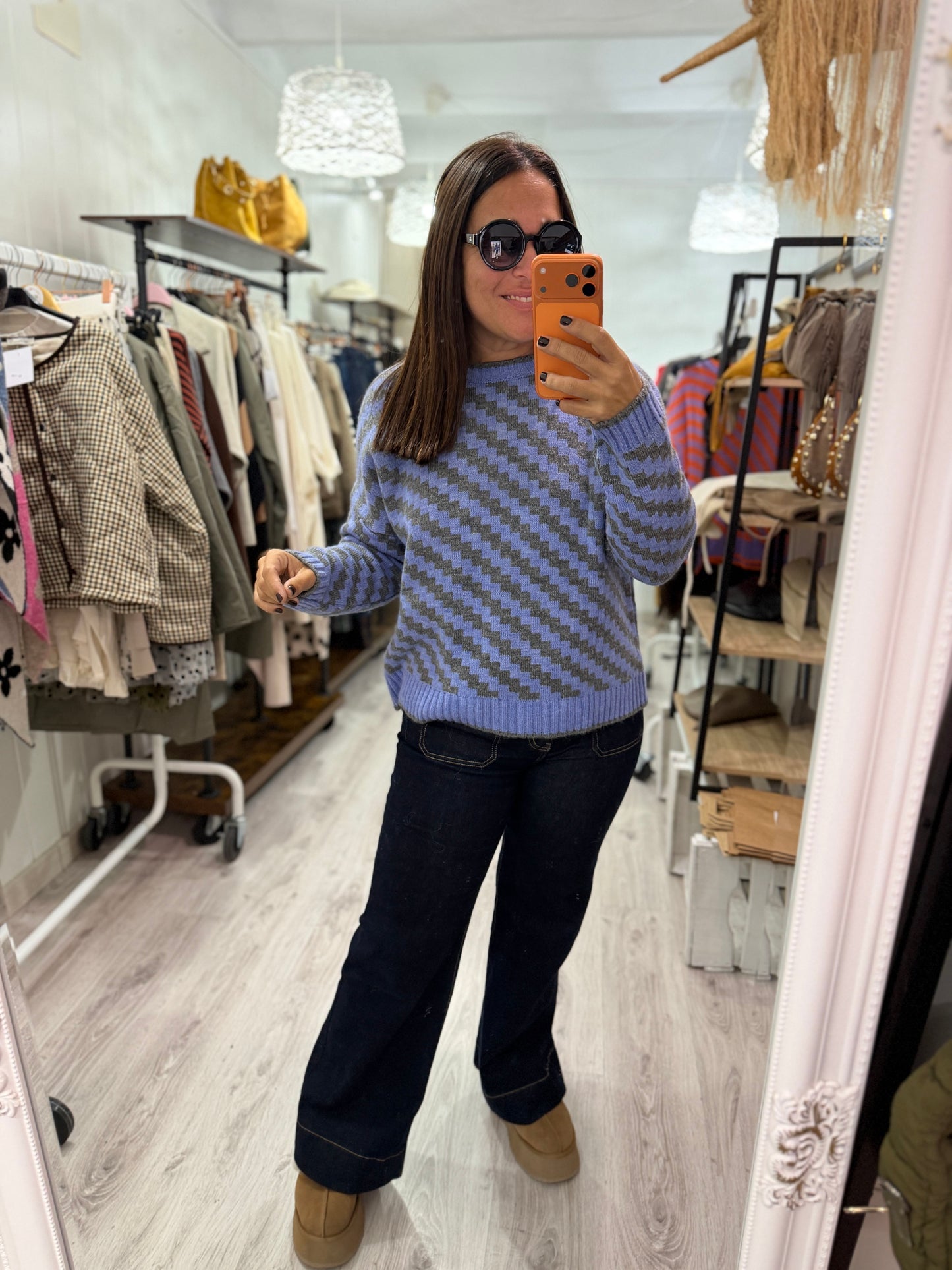 Jersei Funny zigzag azul y gris