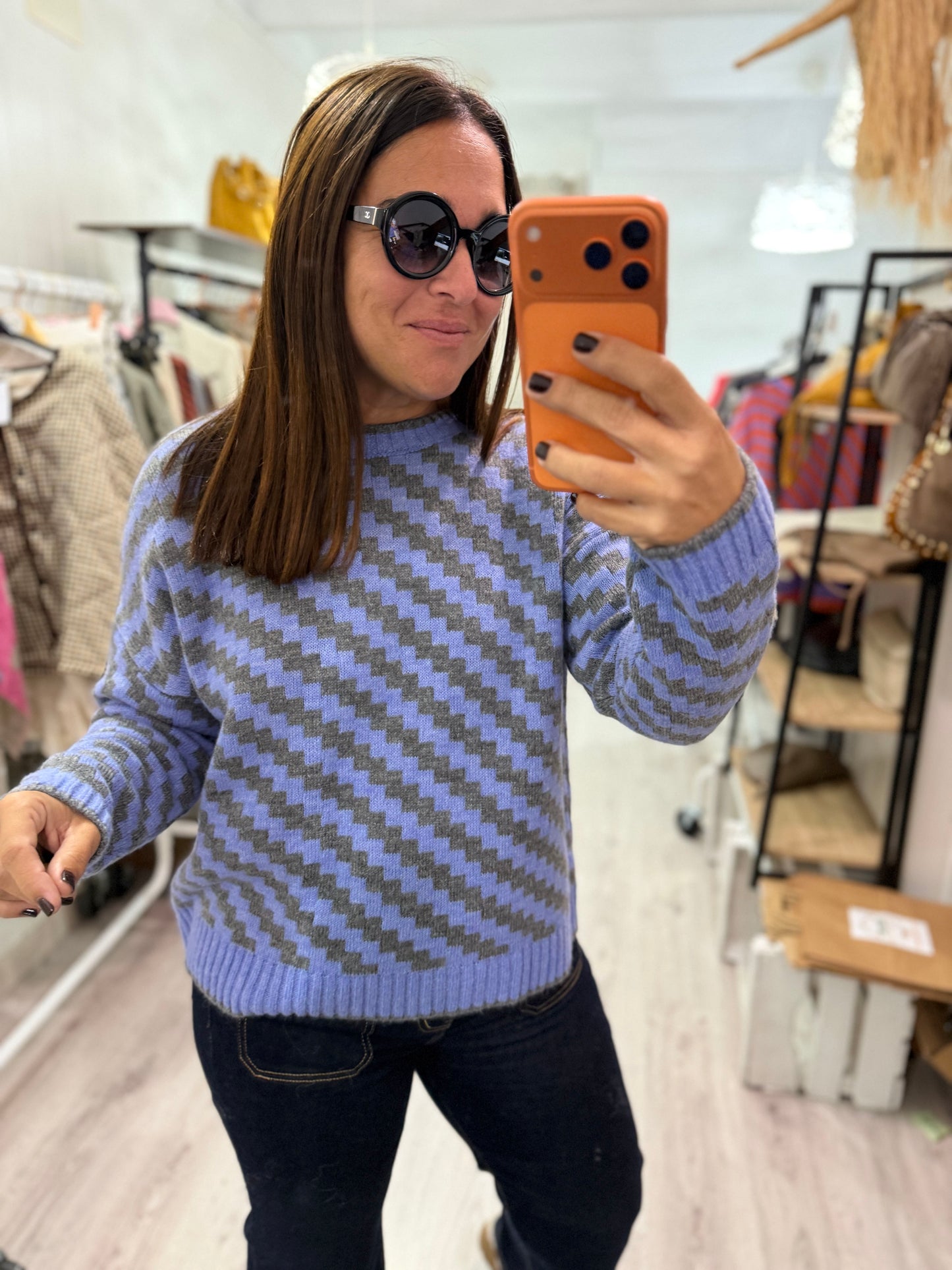 Jersei Funny zigzag azul y gris