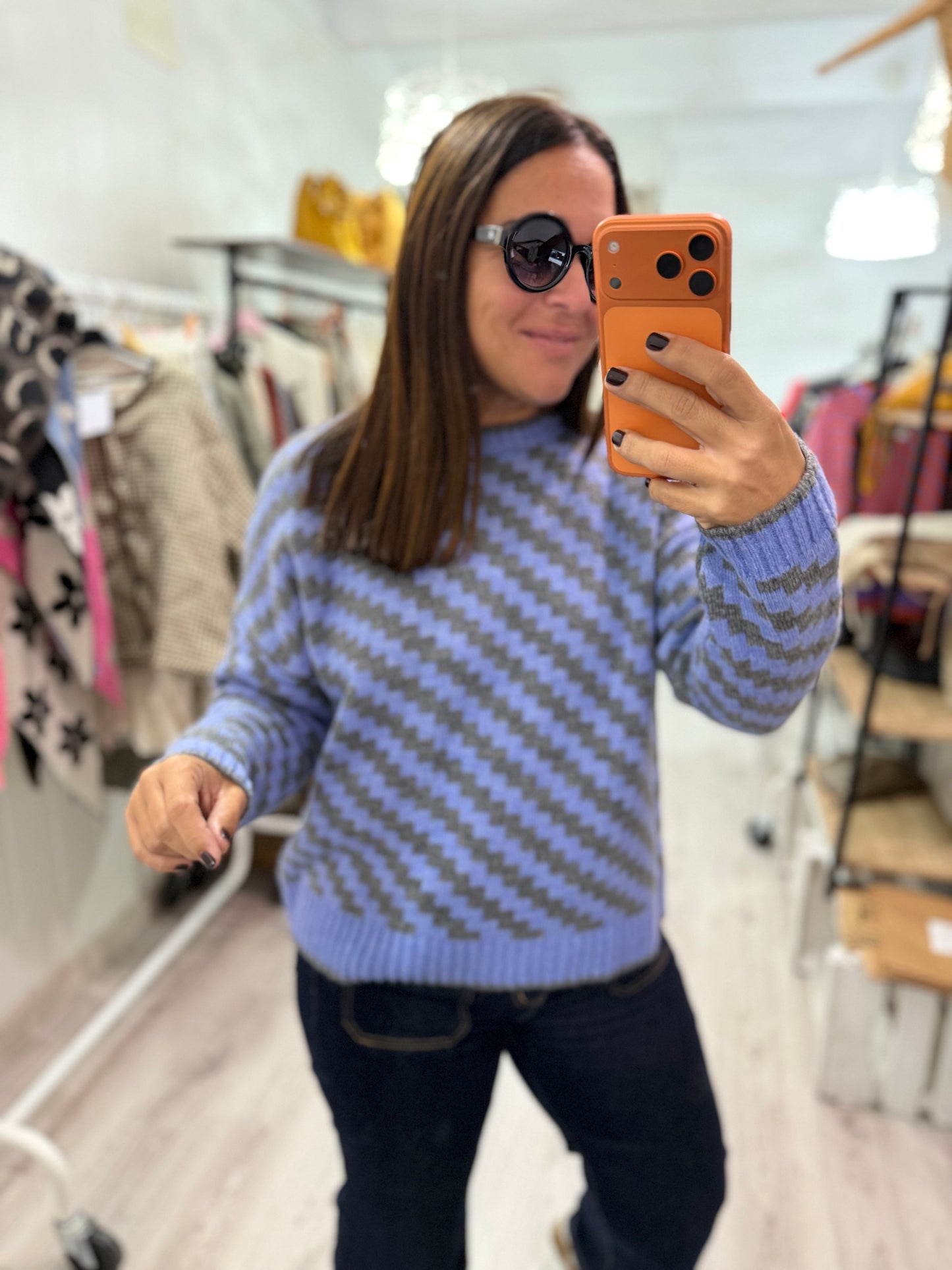 Jersei Funny zigzag azul y gris