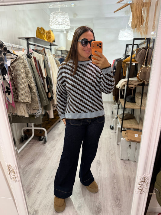 Jersei Funny zigzag cielo y chocolate