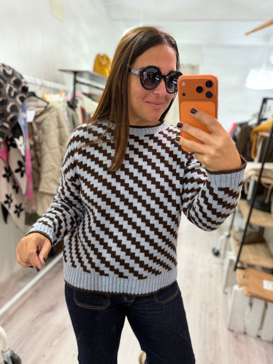 Jersei Funny zigzag cielo y chocolate