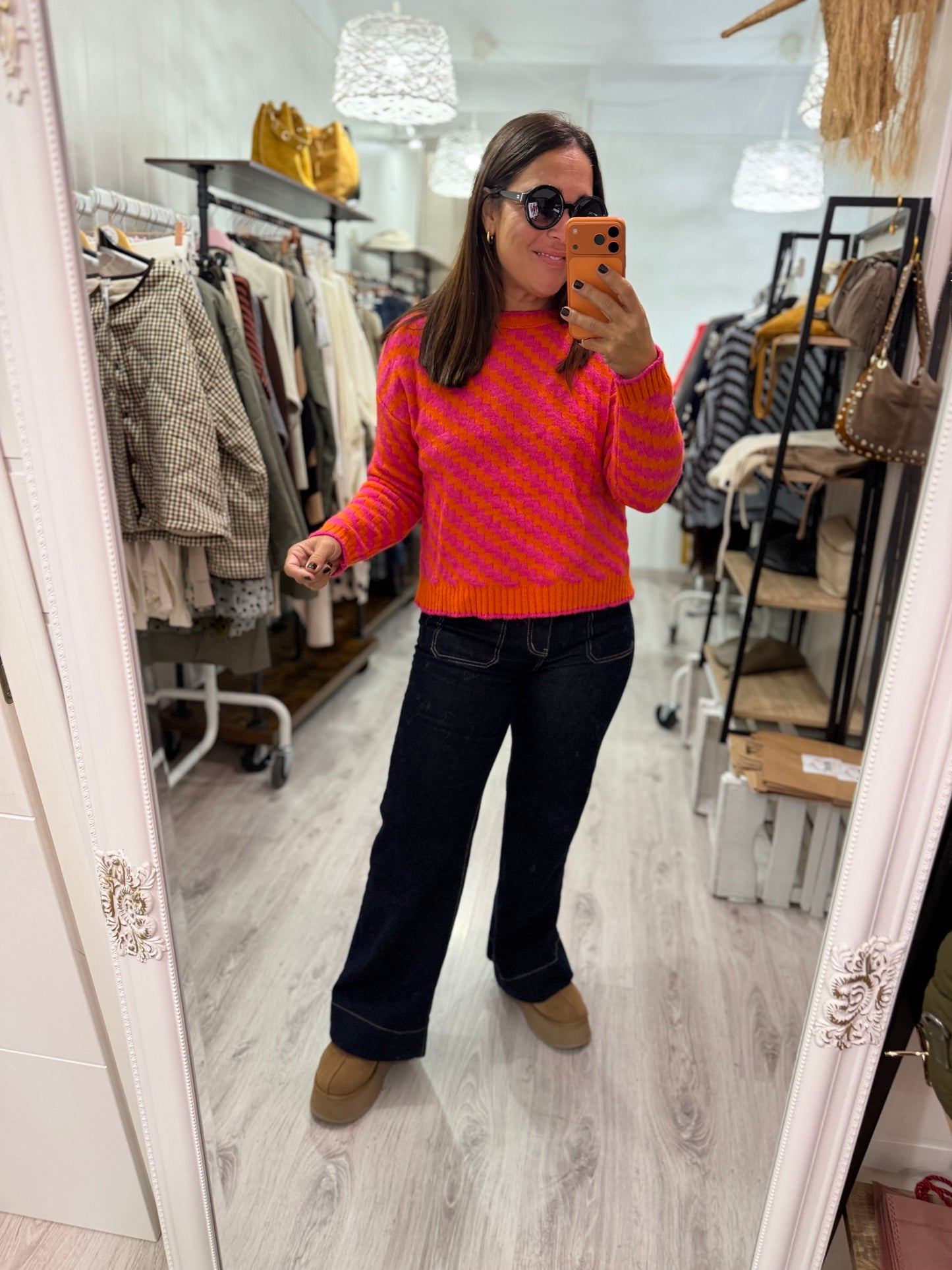 Jersei Funny zigzag fucsia y naranja