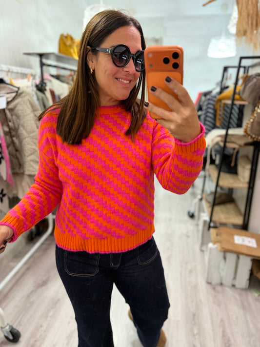 Jersei Funny zigzag fucsia y naranja