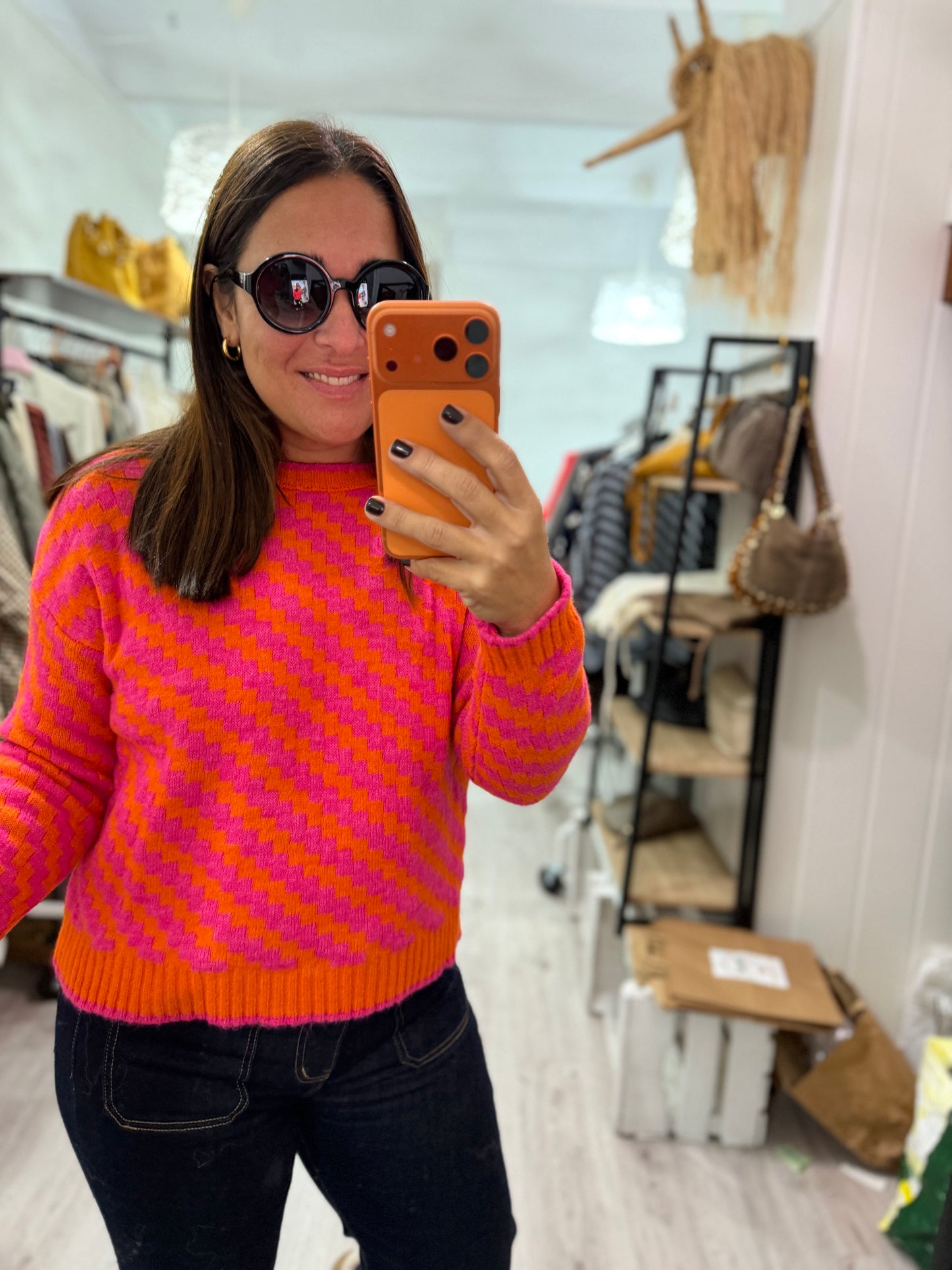 Jersei Funny zigzag fucsia y naranja