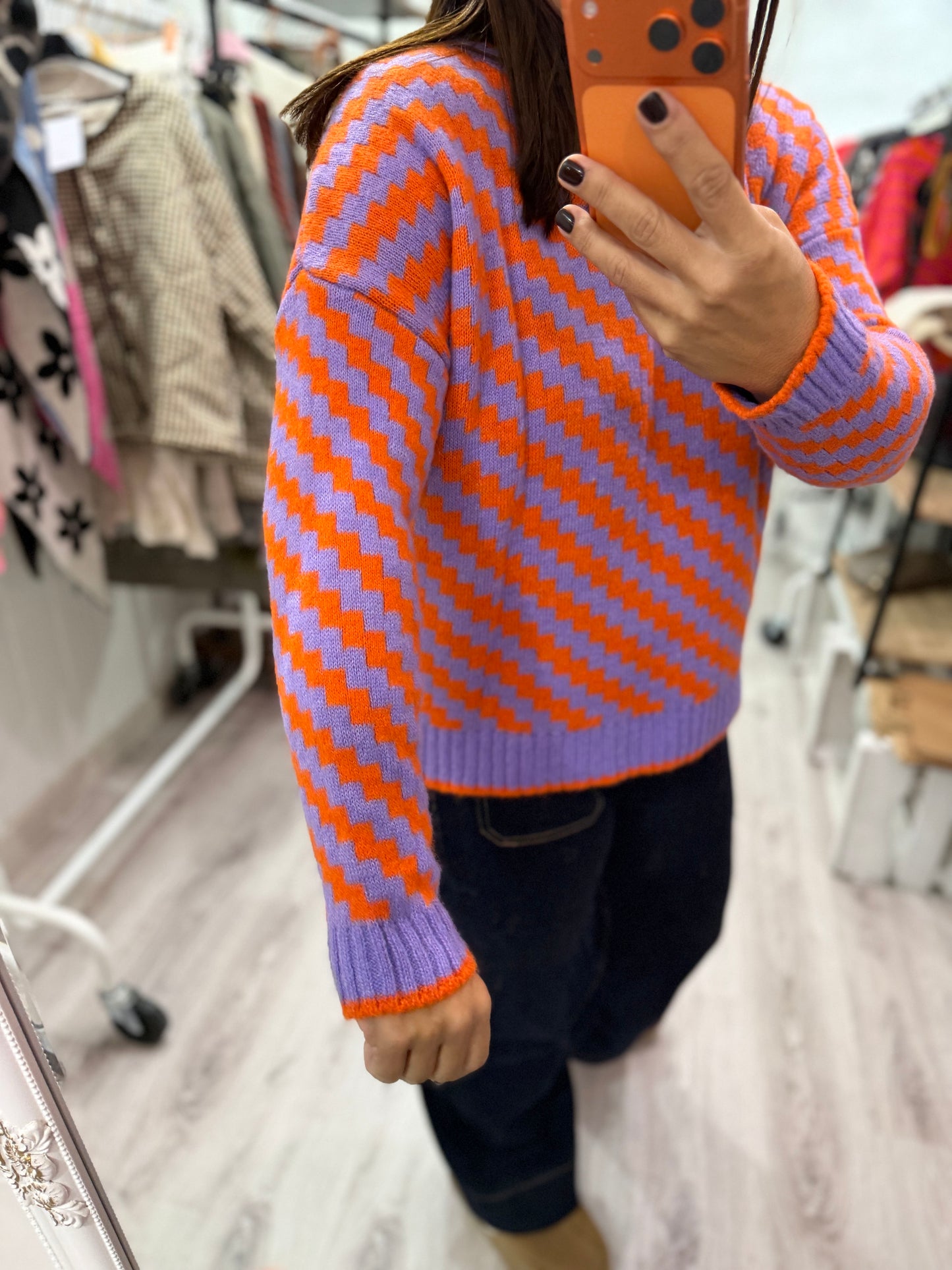 Jersei Funny zigzag naranja y lila