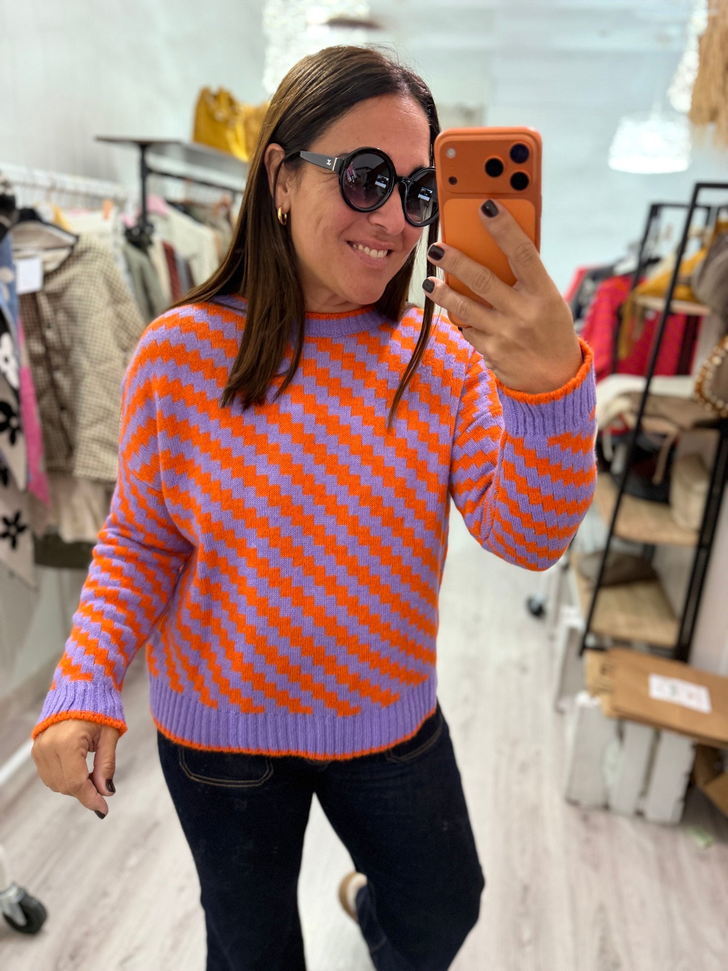 Jersei Funny zigzag naranja y lila