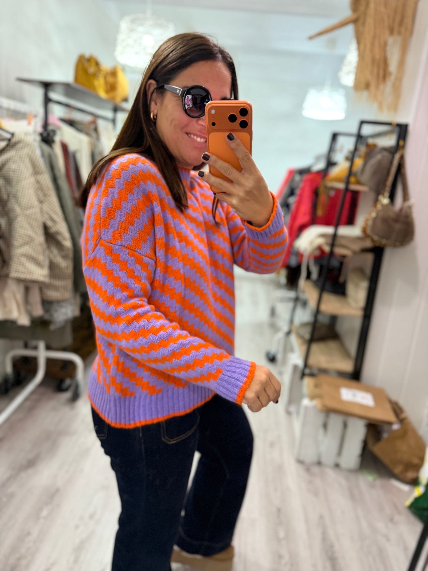 Jersei Funny zigzag naranja y lila