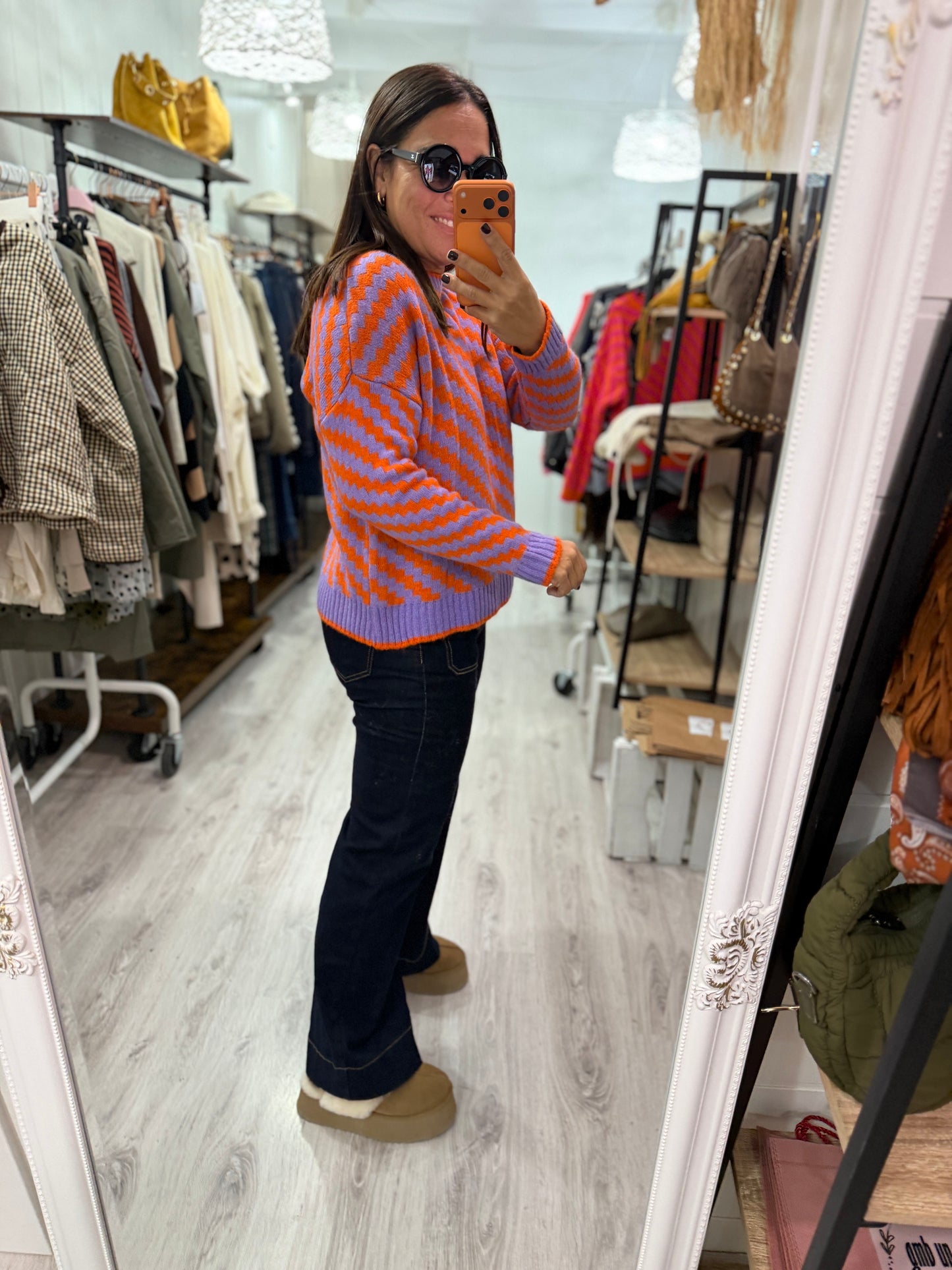 Jersei Funny zigzag naranja y lila