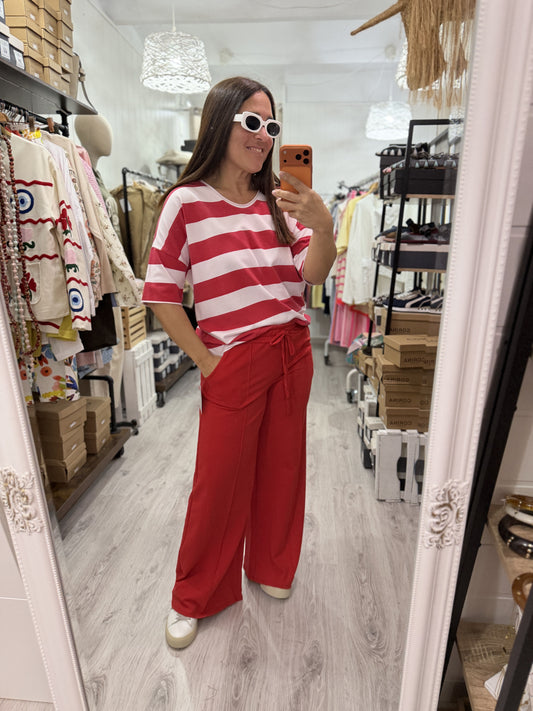 Pantalón Jogger costuras Rojo