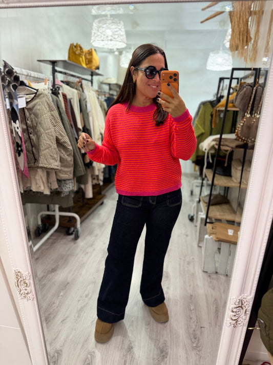 Jersei Milrayas naranja y fucsia