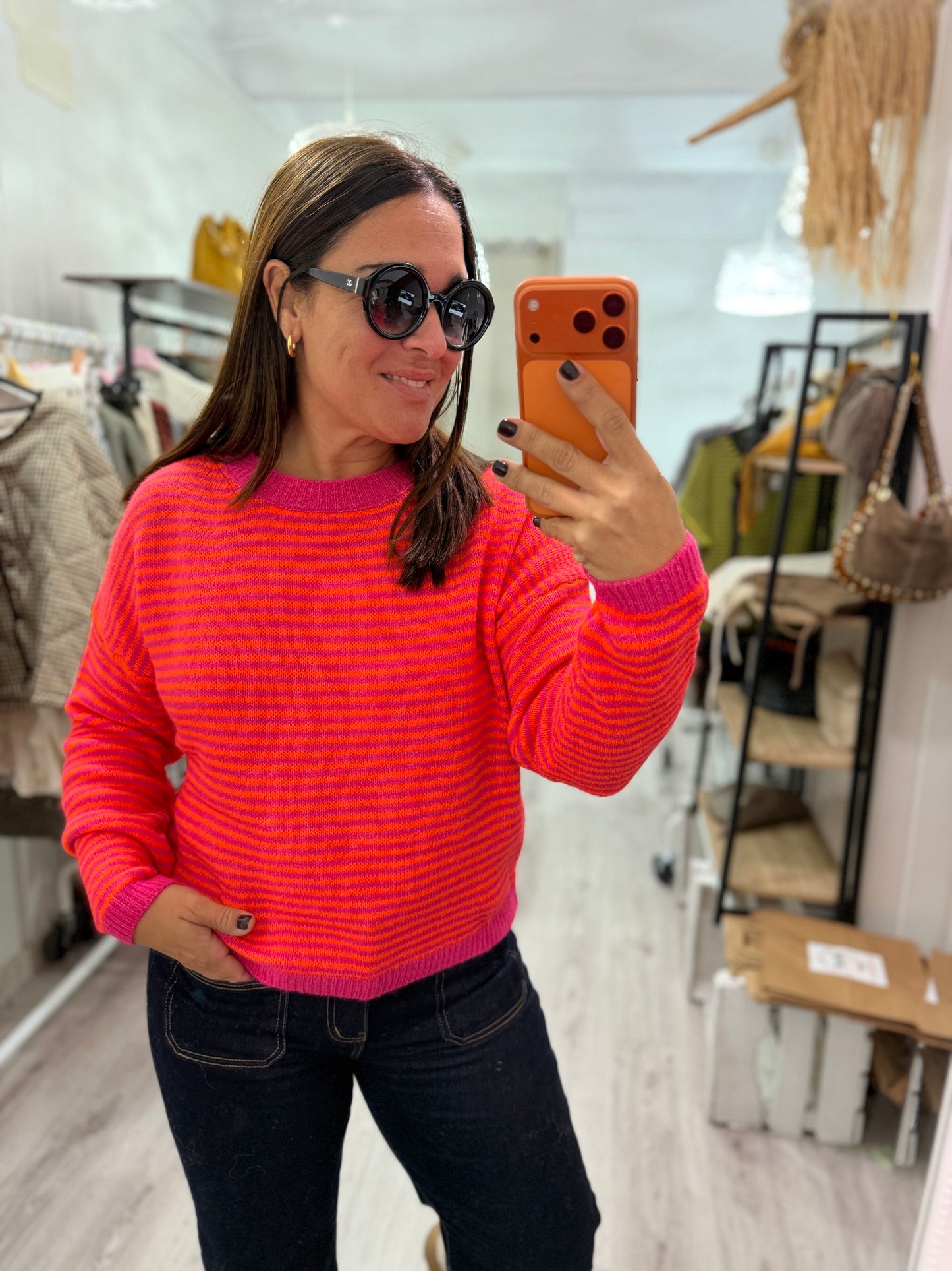 Jersei Milrayas naranja y fucsia