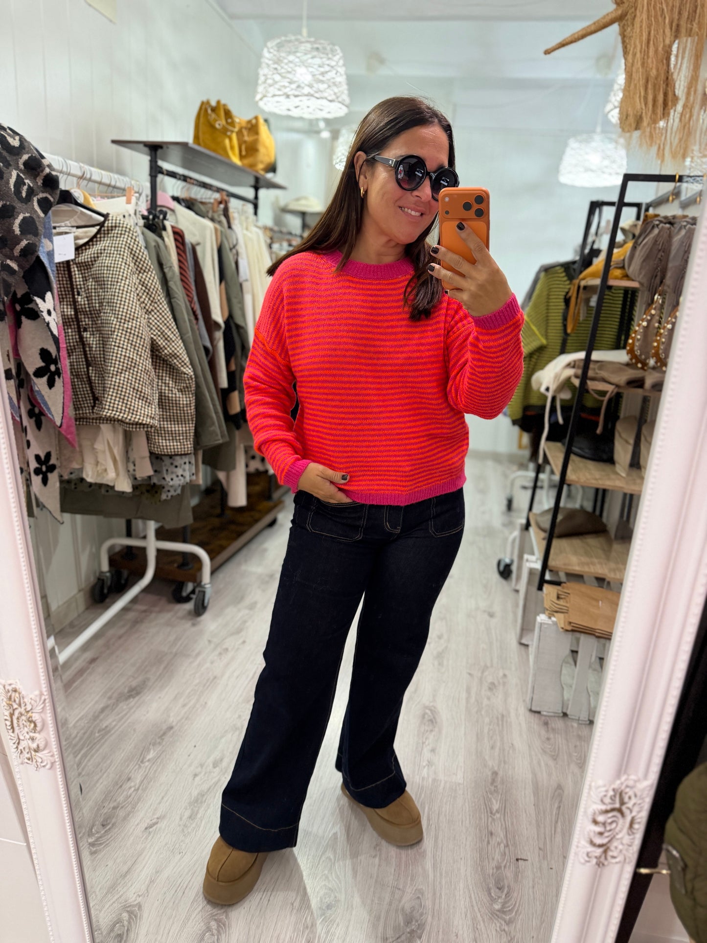 Jersei Milrayas naranja y fucsia