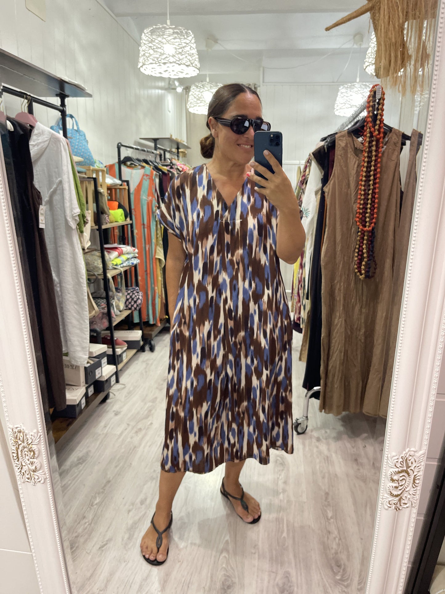 Kaftan Maika azul y chocolate