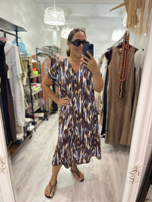 Kaftan Maika azul y chocolate