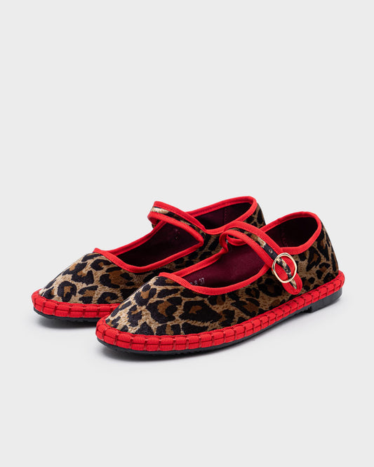 Manoletina Mary Jane animal print y rojo