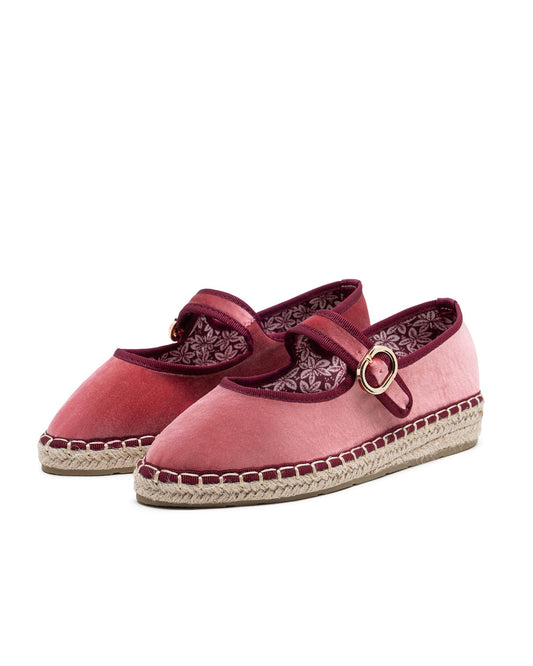 Manoletina Mary Jane suela esparto rosa