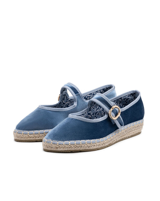 Manoletina Mary Jane suela esparto azul