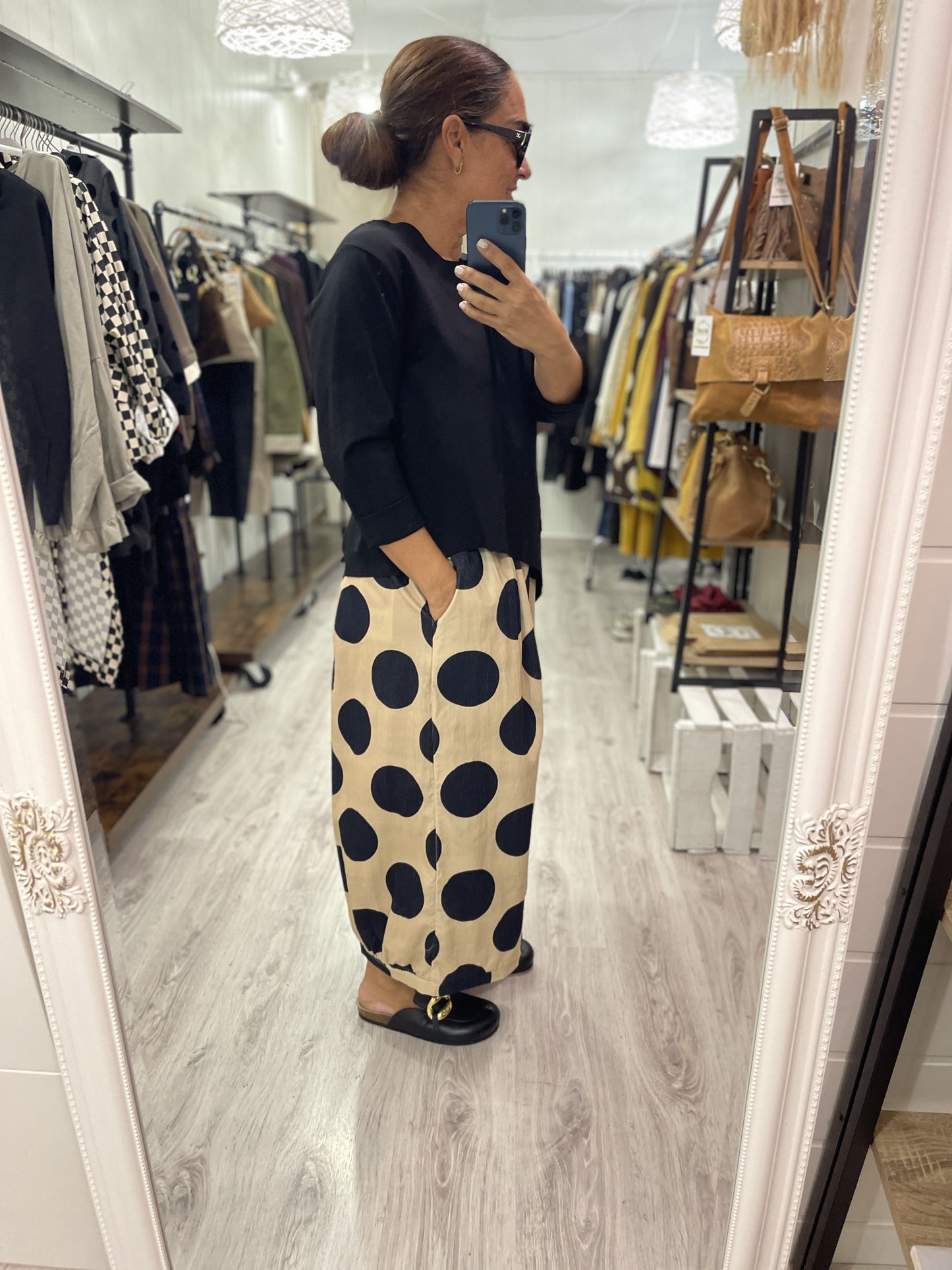 Pantalón Keiko micropana beige y negro
