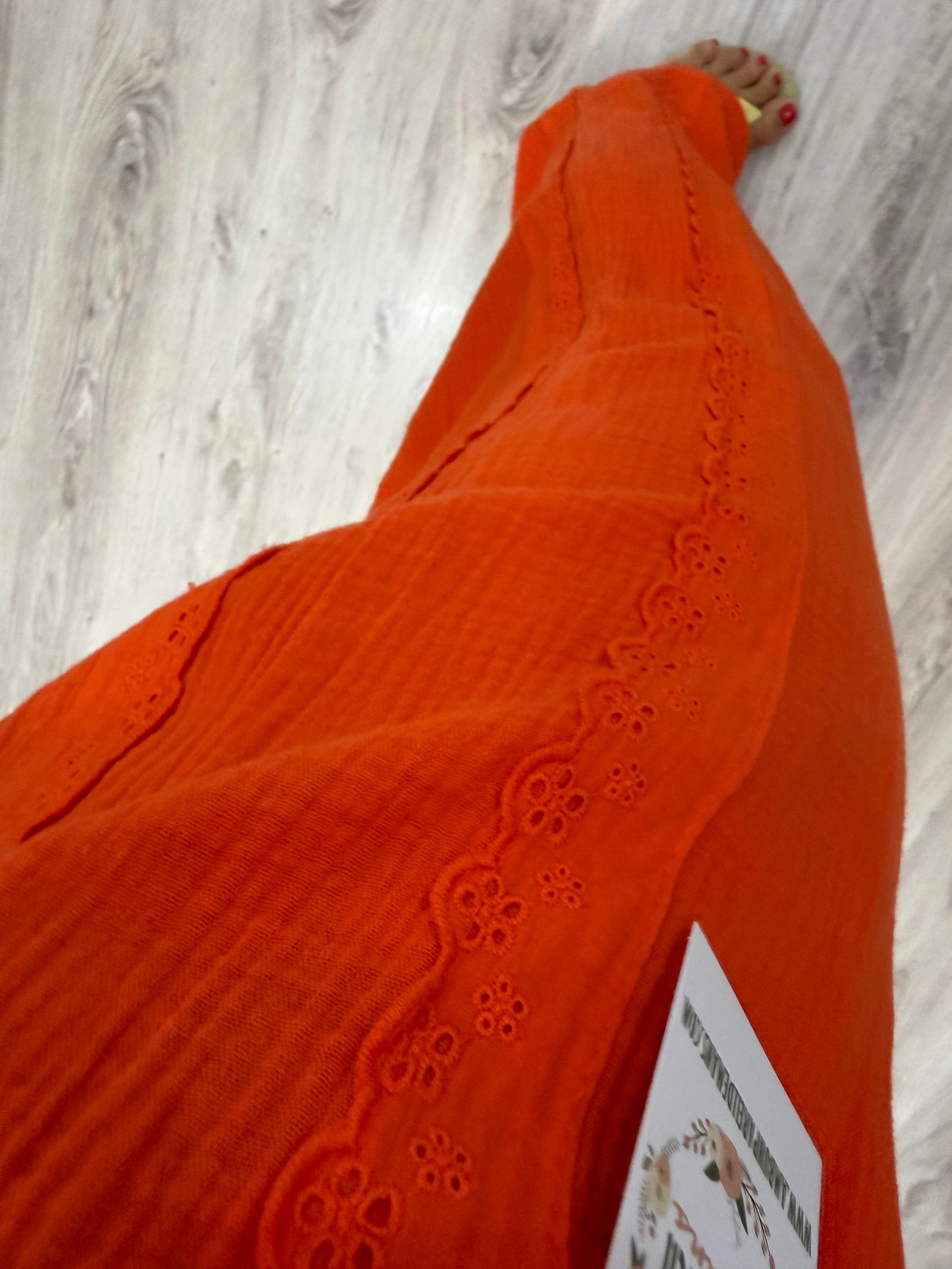 Pantalón Bambula puntillas naranja