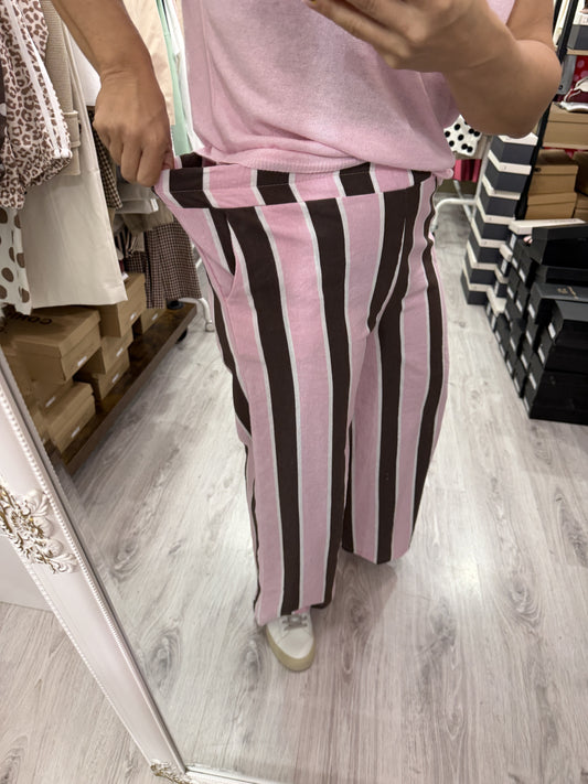 Pantalón Sintra rosa, chocolate y beige