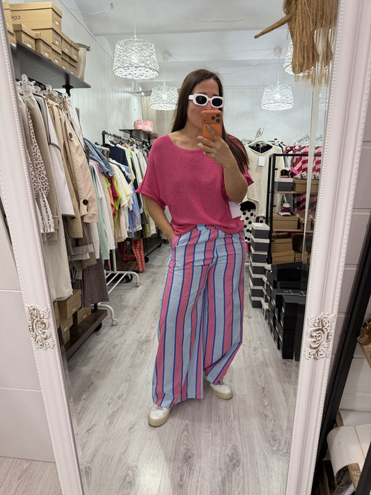Pantalón Sintra fucsia, azul cielo y azul klein